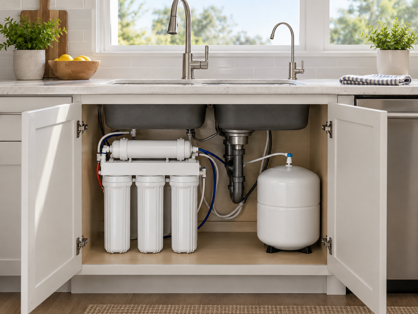 Under-sink reverse osmosis drinking water system